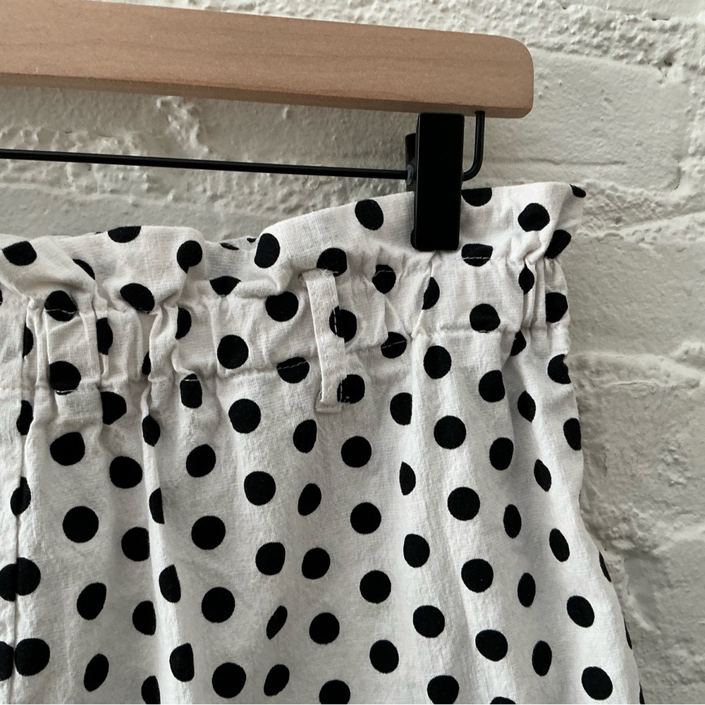 Aaron & Amber Womens White Black Polka Dot High Waist Shorts Cotton Beach Size L - Picture 10 of 12